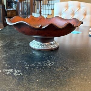 Artistic Red and Silver Decorative Bowl